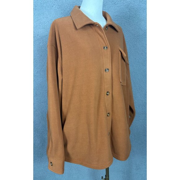 RVCA Women's Polar Birdie Shacket Mocha Bisque Overshirt Large Front Pocket NWTs - Picture 3 of 8